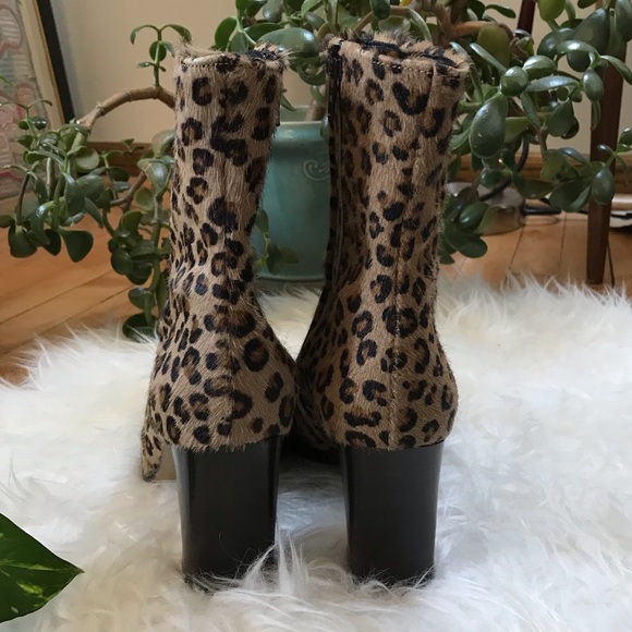 Charles David Leopard Calf Hair Heeled Booties - Picture 4 of 8